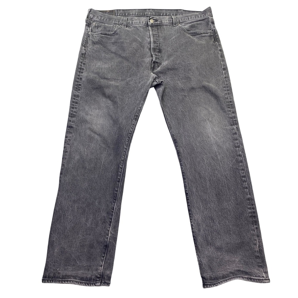 Levis 501 Mens Original Fit Button Fly Jeans Washed Black Gray Sz 40 Grunge